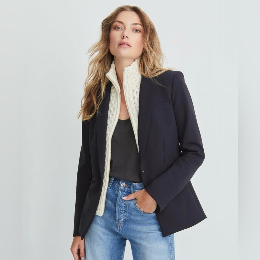 NWOT Veronica Beard Scuba Classic Blazer W Dickey Insert And Cuffs Size 4 - Picture 11 of 12